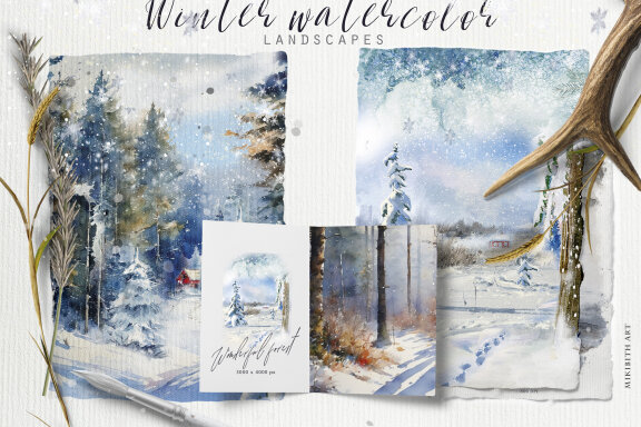 WINTER Watercolor Landscapes
