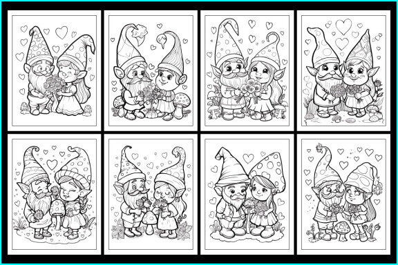Cute Gnome Couple Coloring Pages