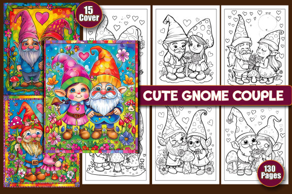 Cute Gnome Couple Coloring Pages