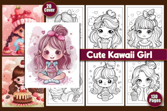 Kawaii Girl Coloring Pages for Kids
