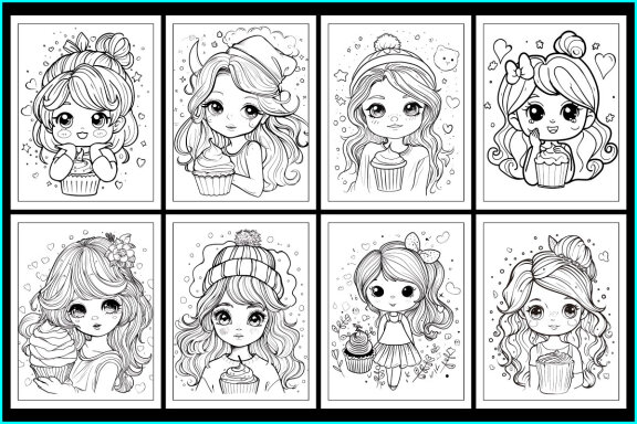 Kawaii Girl Coloring Pages for Kids