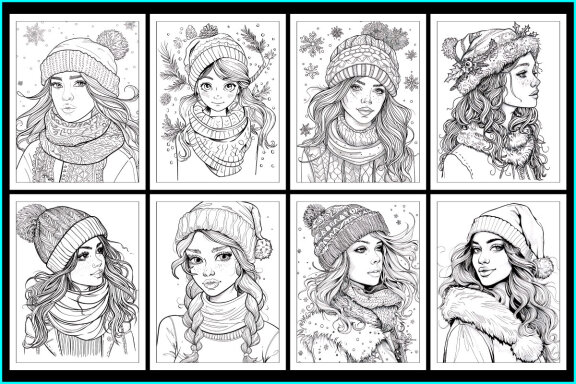 Christmas Fashioned Girl Coloring Pages