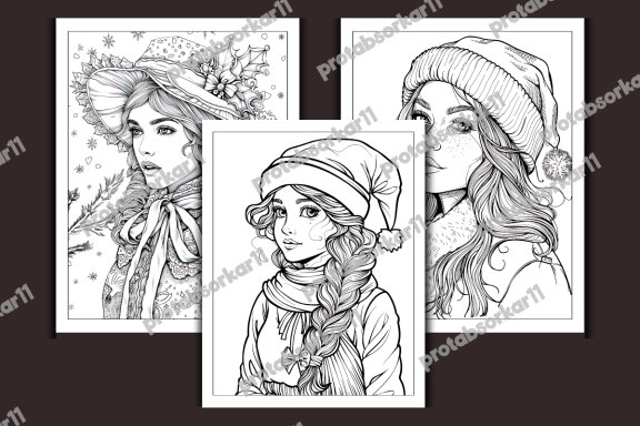 Christmas Fashioned Girl Coloring Pages