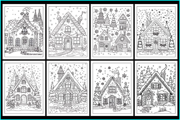 A Cozy Christmas Houses FREE Coloring Pages