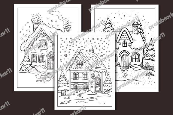 A Cozy Christmas Houses FREE Coloring Pages