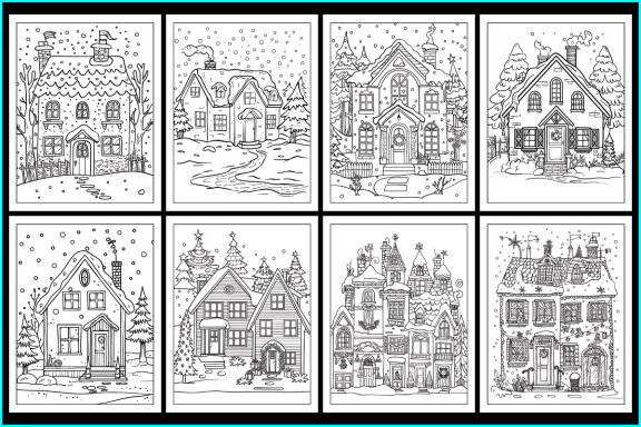 A Cozy Christmas Houses FREE Coloring Pages