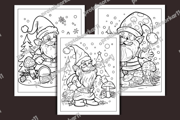 Beautiful Christmas Gnomes Coloring Page