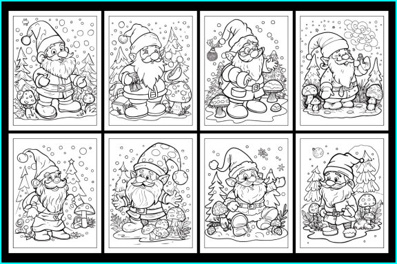 Beautiful Christmas Gnomes Coloring Page