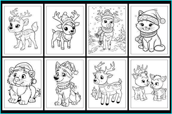 Christmas Animal Coloring Pages