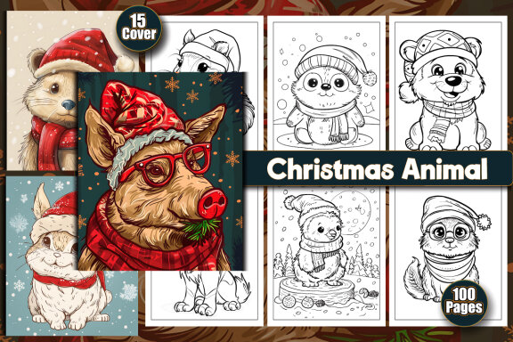Christmas Animal Coloring Pages