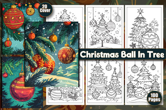 Christmas Ball in Tree Coloring Pages