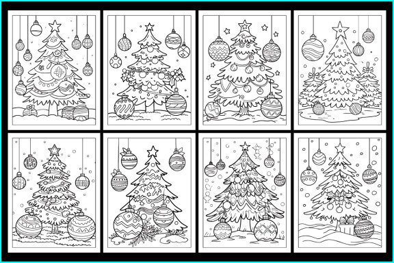 Christmas Ball in Tree Coloring Pages