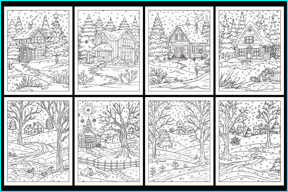 Christmas calming landscape coloring Pages