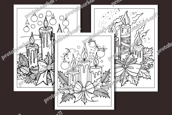 Christmas Candles Coloring Page