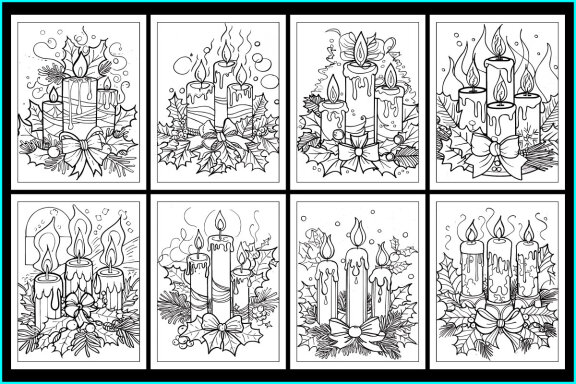 Christmas Candles Coloring Page
