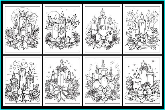 Christmas Candles Coloring Page