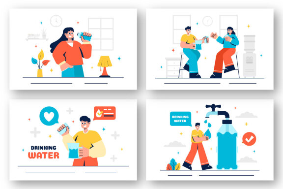 13 Drinking Water Illustration