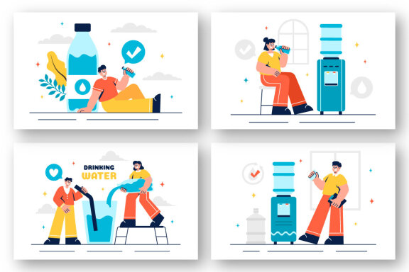 13 Drinking Water Illustration