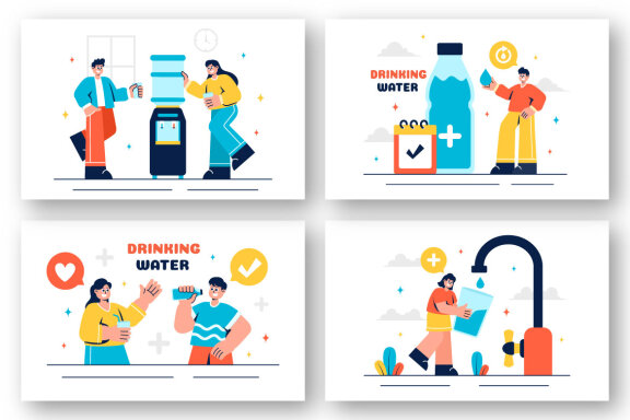 13 Drinking Water Illustration