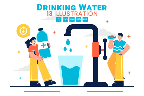 13 Drinking Water Illustration