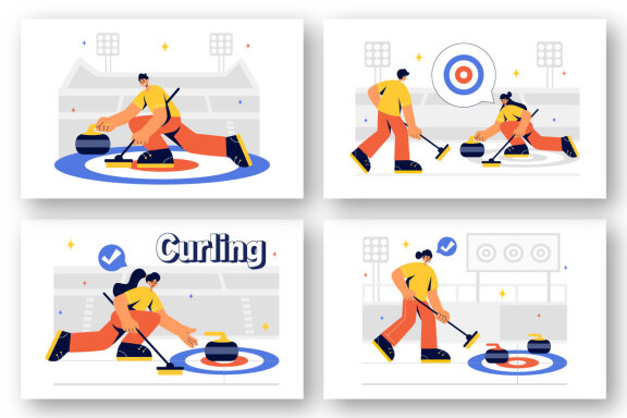 9 Curling Sport Illustration