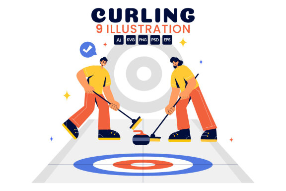 9 Curling Sport Illustration