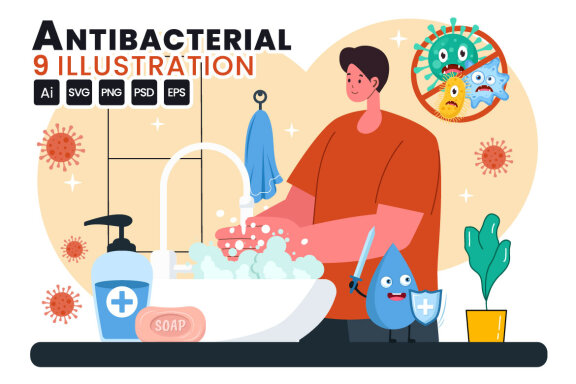 9 Antibacterial Vector Illustration
