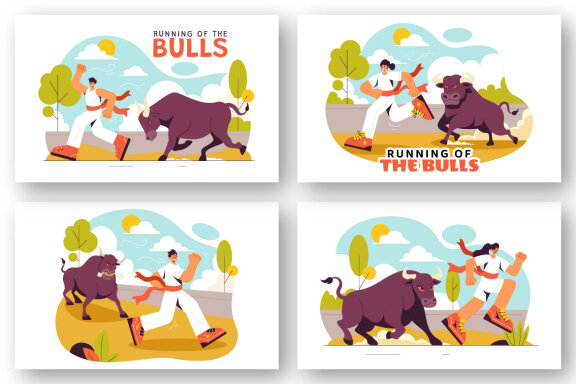 9 Running of the Bulls Illustration