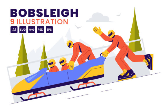 9 Bobsleigh Sport Illustration