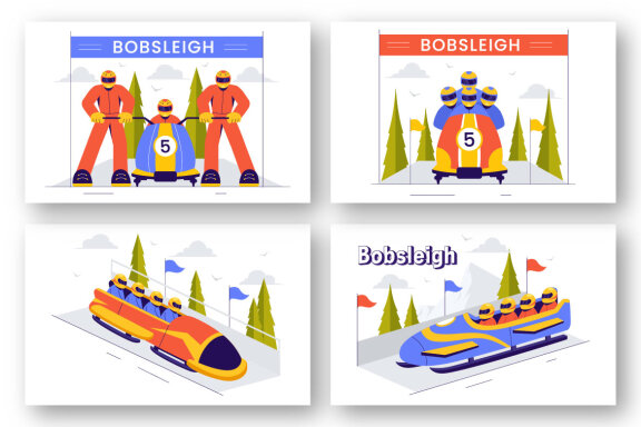 9 Bobsleigh Sport Illustration