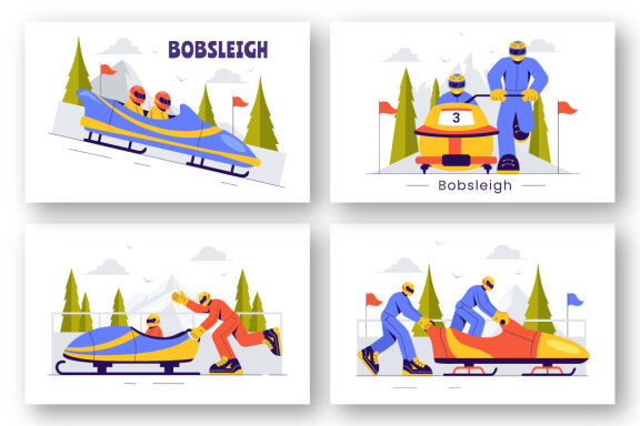 9 Bobsleigh Sport Illustration