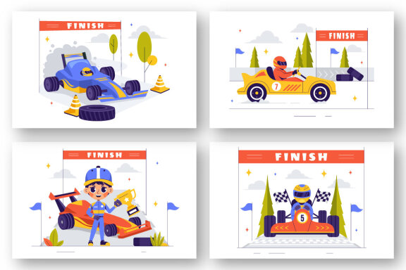 13 Formula Racing Sport Car Illustration