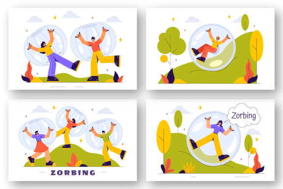 9 Bubble Bump Zorbing Sport Illustration