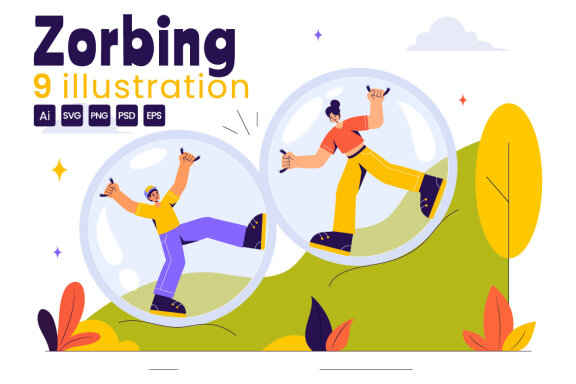 9 Bubble Bump Zorbing Sport Illustration