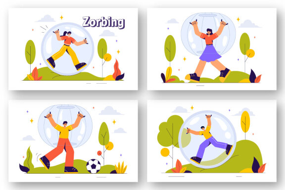 9 Bubble Bump Zorbing Sport Illustration