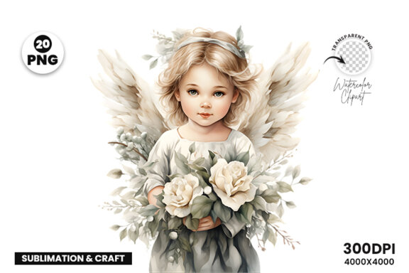 Watercolor Christmas Angel FREE Clipart