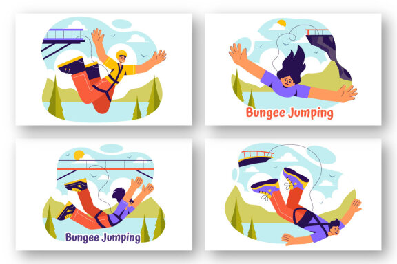 9 Bungee Jumping Sport Illustration