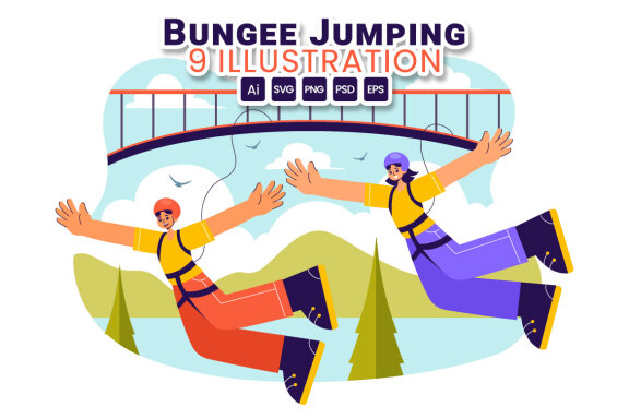 9 Bungee Jumping Sport Illustration