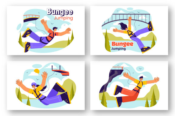9 Bungee Jumping Sport Illustration