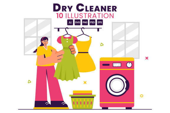 10 Dry Cleaner Store Service Illustration