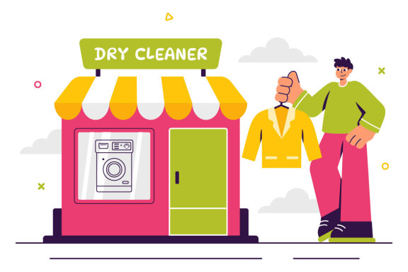10 Dry Cleaner Store Service Illustration