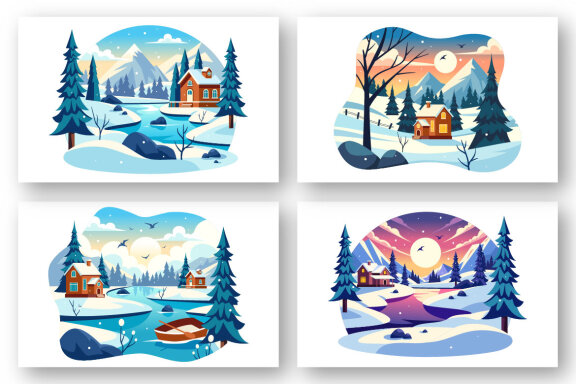 9 Charming Winter Village Illustration