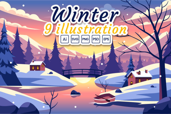 9 Charming Winter Village Illustration