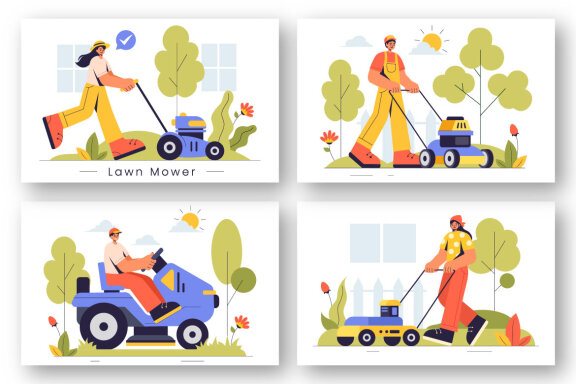 9 Lawn Mower Illustration