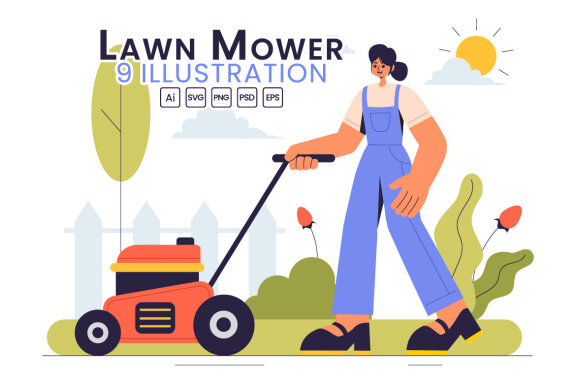 9 Lawn Mower Illustration