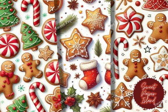 6 FREE Digital Papers - Christmas Cookie Party