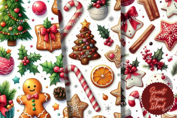 6 FREE Digital Papers - Christmas Cookie Party