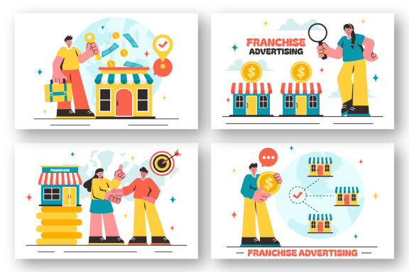 12 Franchise Advertising Business Illustration