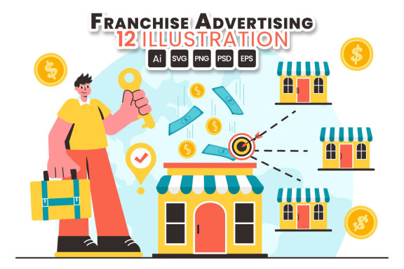 12 Franchise Advertising Business Illustration