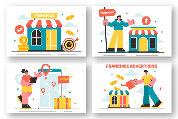 12 Franchise Advertising Business Illustration